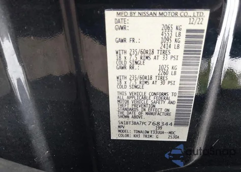 2023 Nissan Rogue Sv Fwd из США, поврежденный, VIN 5N1BT3BA7PC768344